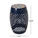 Rosie Outdoor Side Table | Dark Blue Iron | Lace Cut Drum Shape | 12’’ BM335353