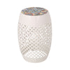 Rosie Outdoor Side Table | White Iron | Lace Cut Drum Structure | 12"