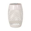 Rosie Outdoor Side Table | White Iron | Lace Cut Drum Structure | 12’’ BM335354