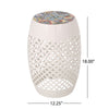 Rosie Outdoor Side Table | White Iron | Lace Cut Drum Structure | 12"
