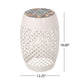Rosie Outdoor Side Table | White Iron | Lace Cut Drum Structure | 12"