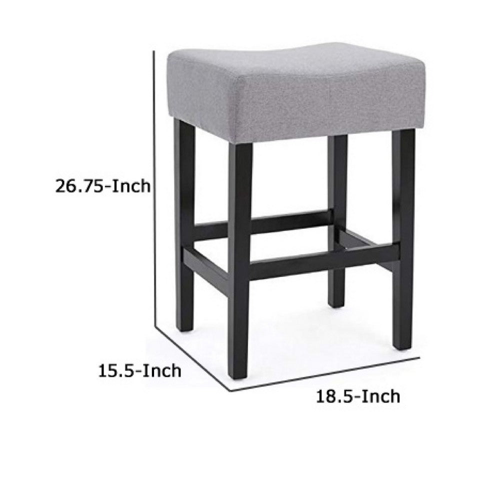 Seya Counter Stool Set of 2 | Gray Waterproof Cushioned Seat | Black