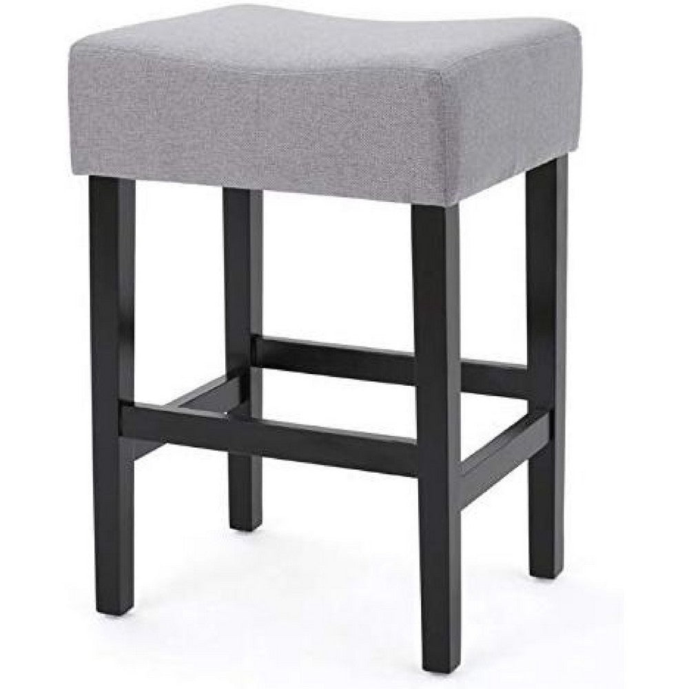 Seya Counter Stool Set of 2 | Gray Waterproof Cushioned Seat | Black