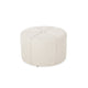 Ottoman | Button Tufted Beige Fabric | Plush Round Shape 28"
