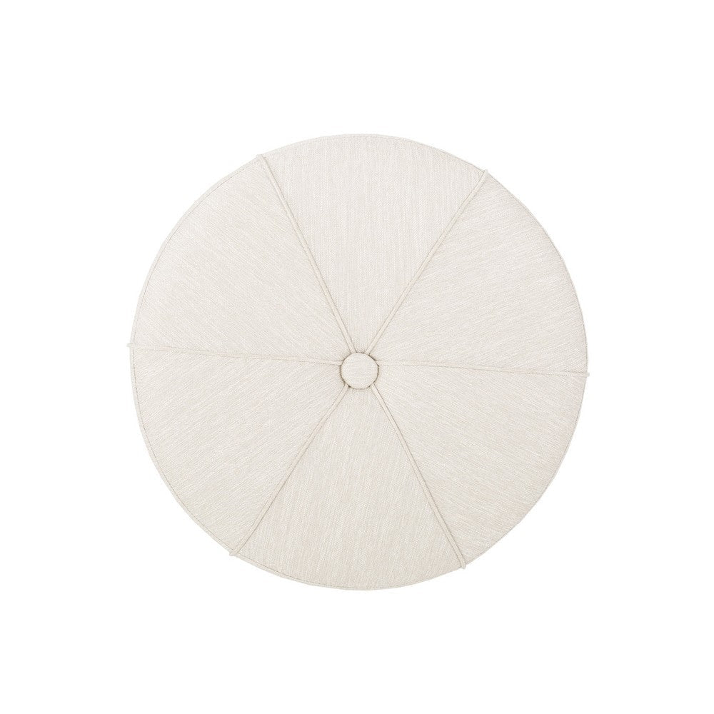 Ottoman | Button Tufted Beige Fabric | Plush Round Shape 28’’ BM335359