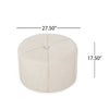 Ottoman | Button Tufted Beige Fabric | Plush Round Shape 28"