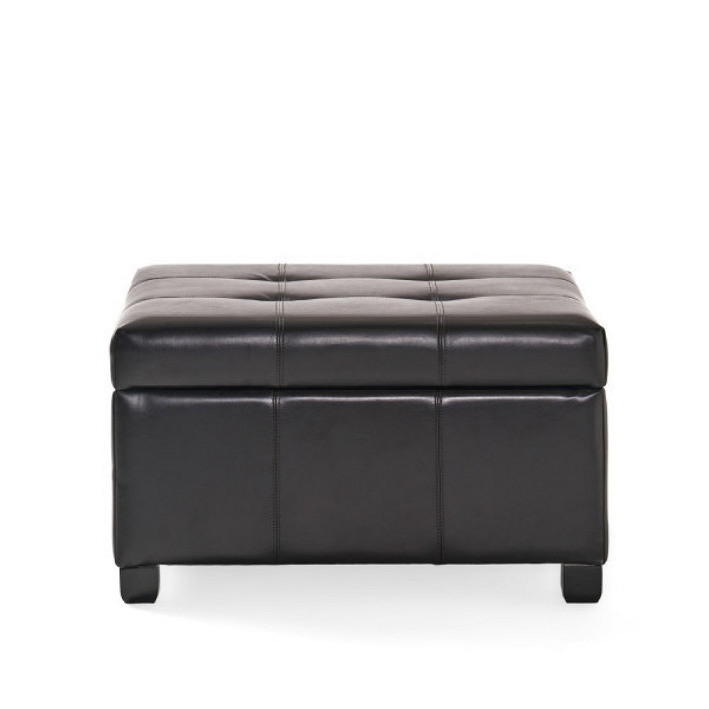Oreo Storage Ottoman | Tufted Dark Brown Faux Leather | 31’’ Square BM335360