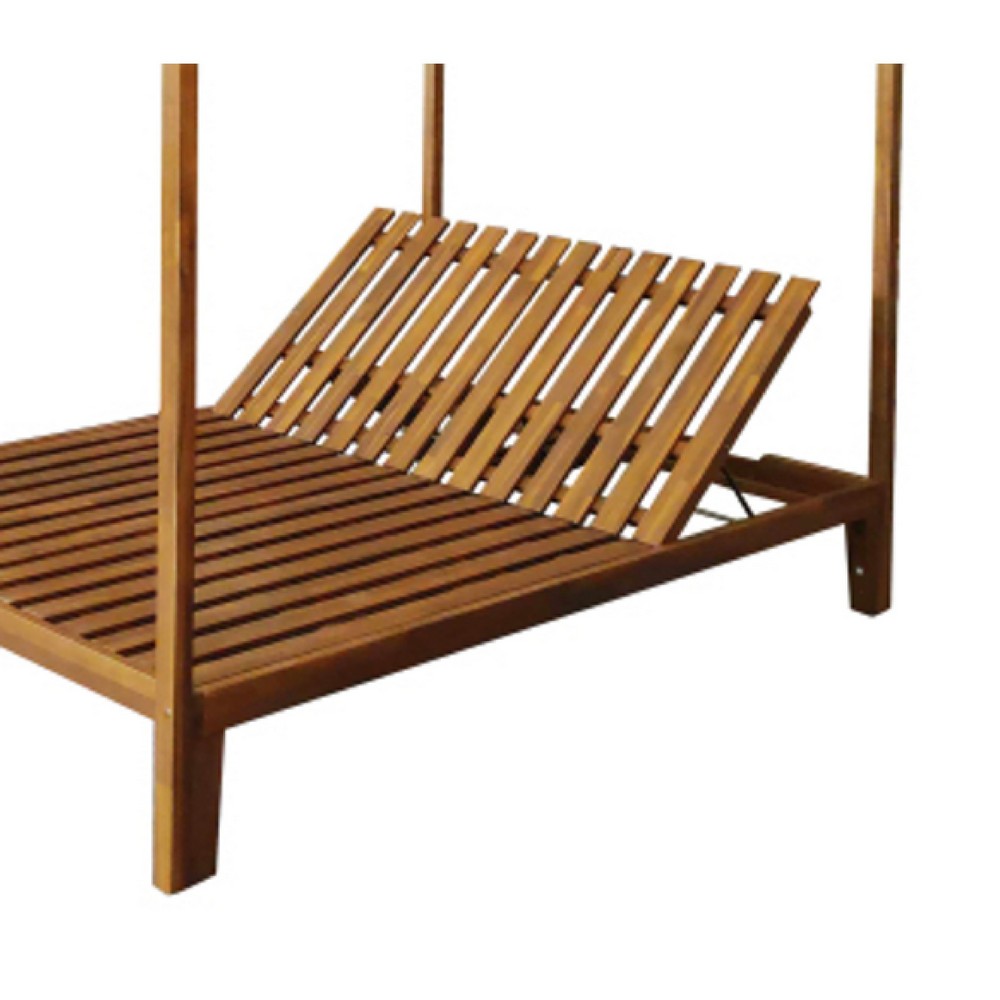 Yavi Outdoor Daybed | Brown Wood | Cream Waterproof Fabric | 79"