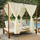 Yavi Outdoor Daybed | Brown Wood | Cream Waterproof Fabric | 79"