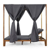 Yavi Outdoor Daybed | Brown Wood | Gray Waterproof Fabric | 79"