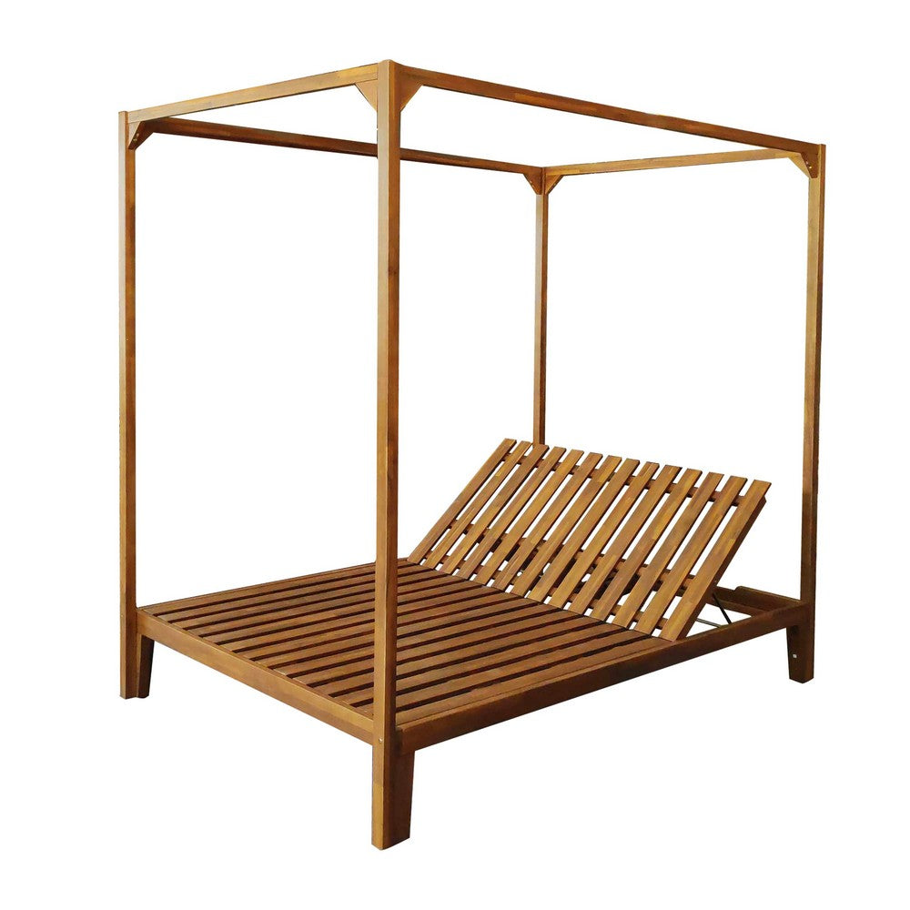 Yavi Outdoor Daybed | Brown Wood | Gray Waterproof Fabric | 79"