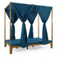 Yavi Outdoor Daybed | Brown Wood | Blue Waterproof Fabric | 79"