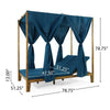 Yavi Outdoor Daybed | Brown Wood | Blue Waterproof Fabric | 79"