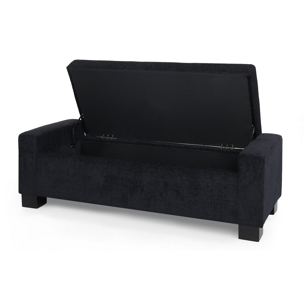 Kera Storage Ottoman Bench | Dark Blue Fabric | Lift Top | 50"