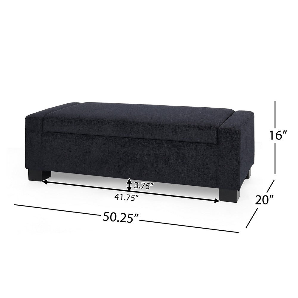 Kera Storage Ottoman Bench | Dark Blue Fabric | Lift Top | 50"