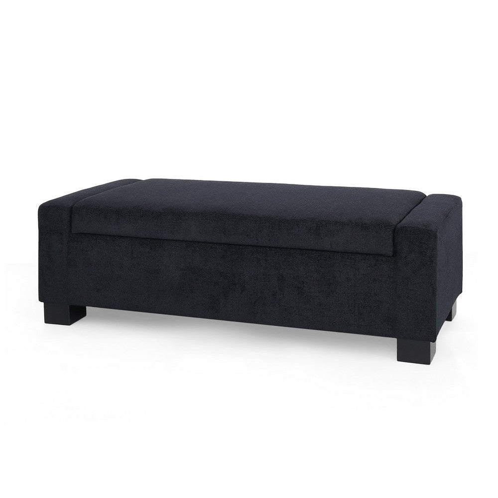 Kera Storage Ottoman Bench | Dark Blue Fabric | Lift Top | 50"