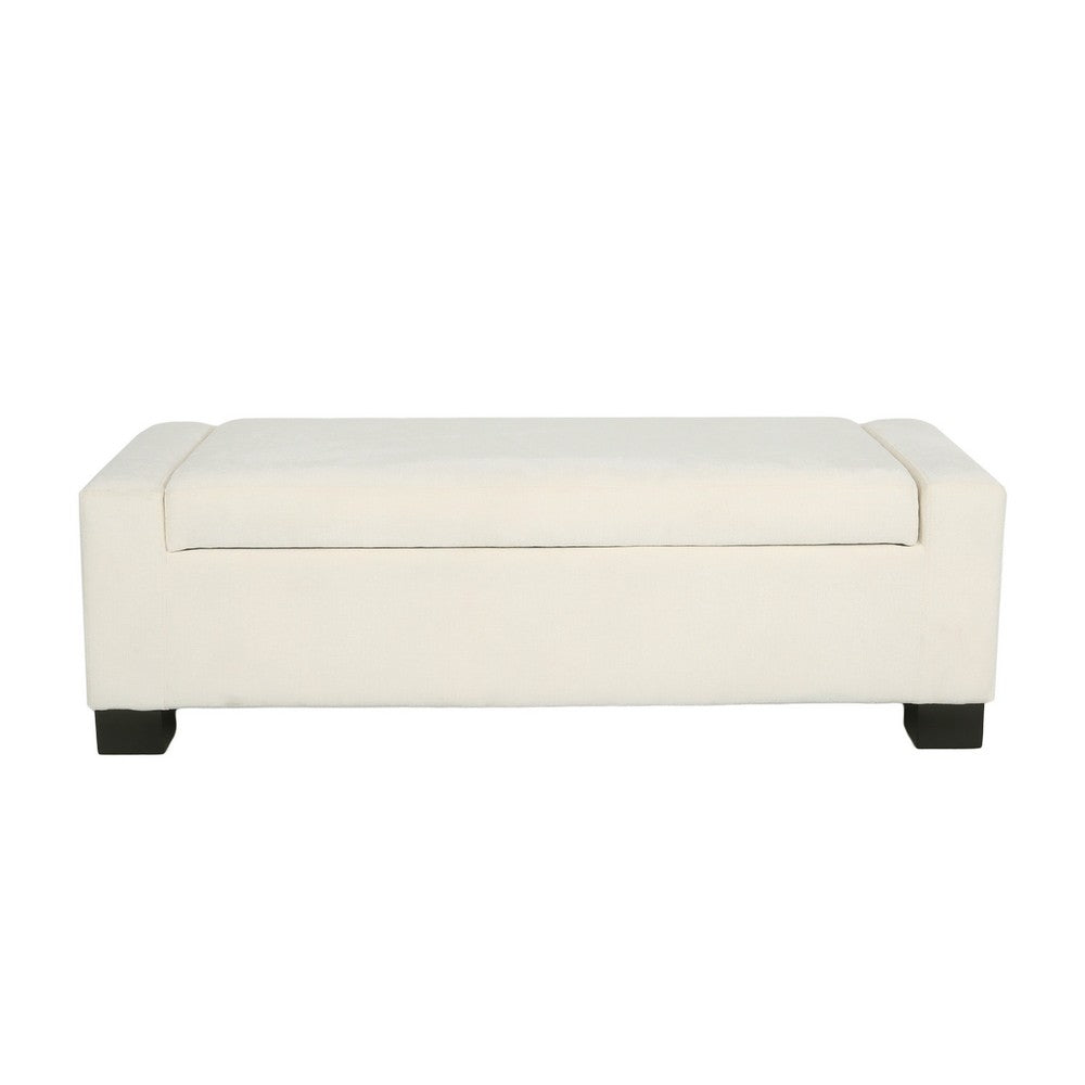 Kera Storage Ottoman Bench | Classic White Fabric | Lift Top | 50"