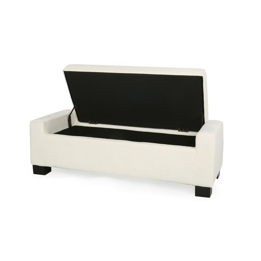 Kera Storage Ottoman Bench | Classic White Fabric | Lift Top | 50’’ BM335365