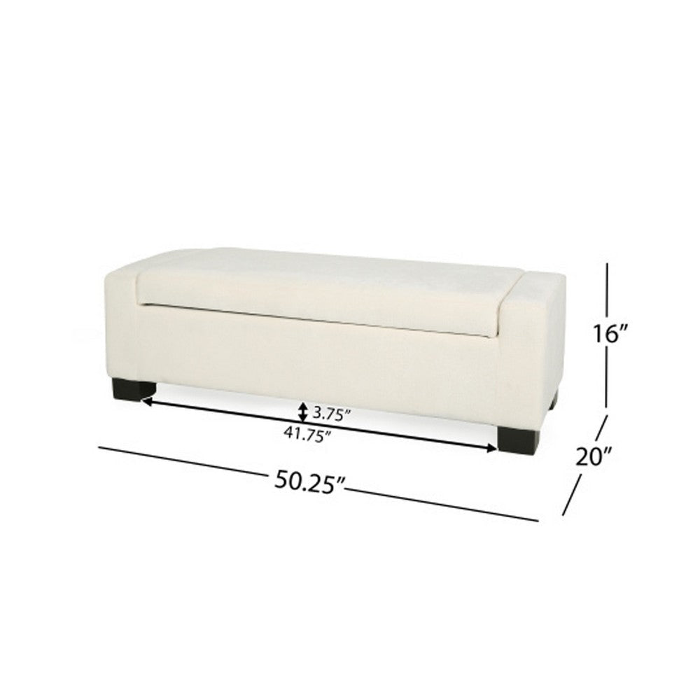 Kera Storage Ottoman Bench | Classic White Fabric | Lift Top | 50’’ BM335365