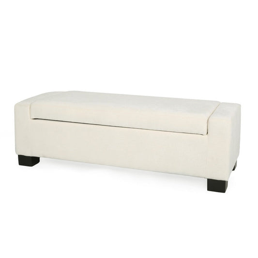 Kera Storage Ottoman Bench | Classic White Fabric | Lift Top | 50"