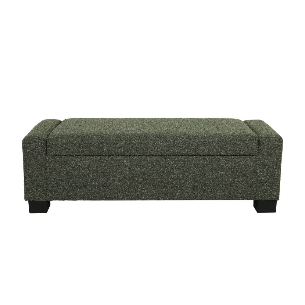 Kera Storage Ottoman Bench | Dark Green Fabric | Lift Top | 50"