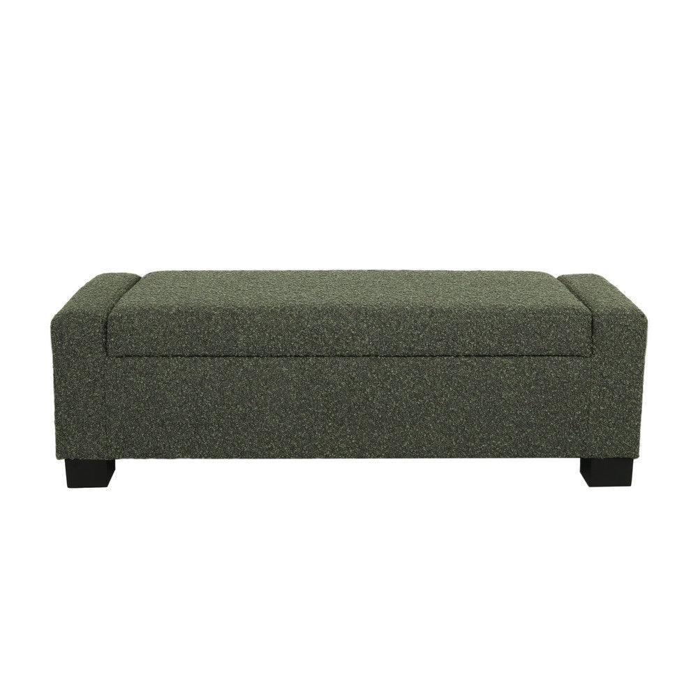 Kera Storage Ottoman Bench | Dark Green Fabric | Lift Top | 50’’ BM335366