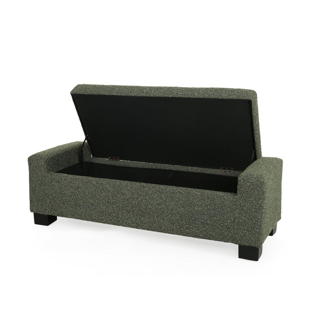 Kera Storage Ottoman Bench | Dark Green Fabric | Lift Top | 50"