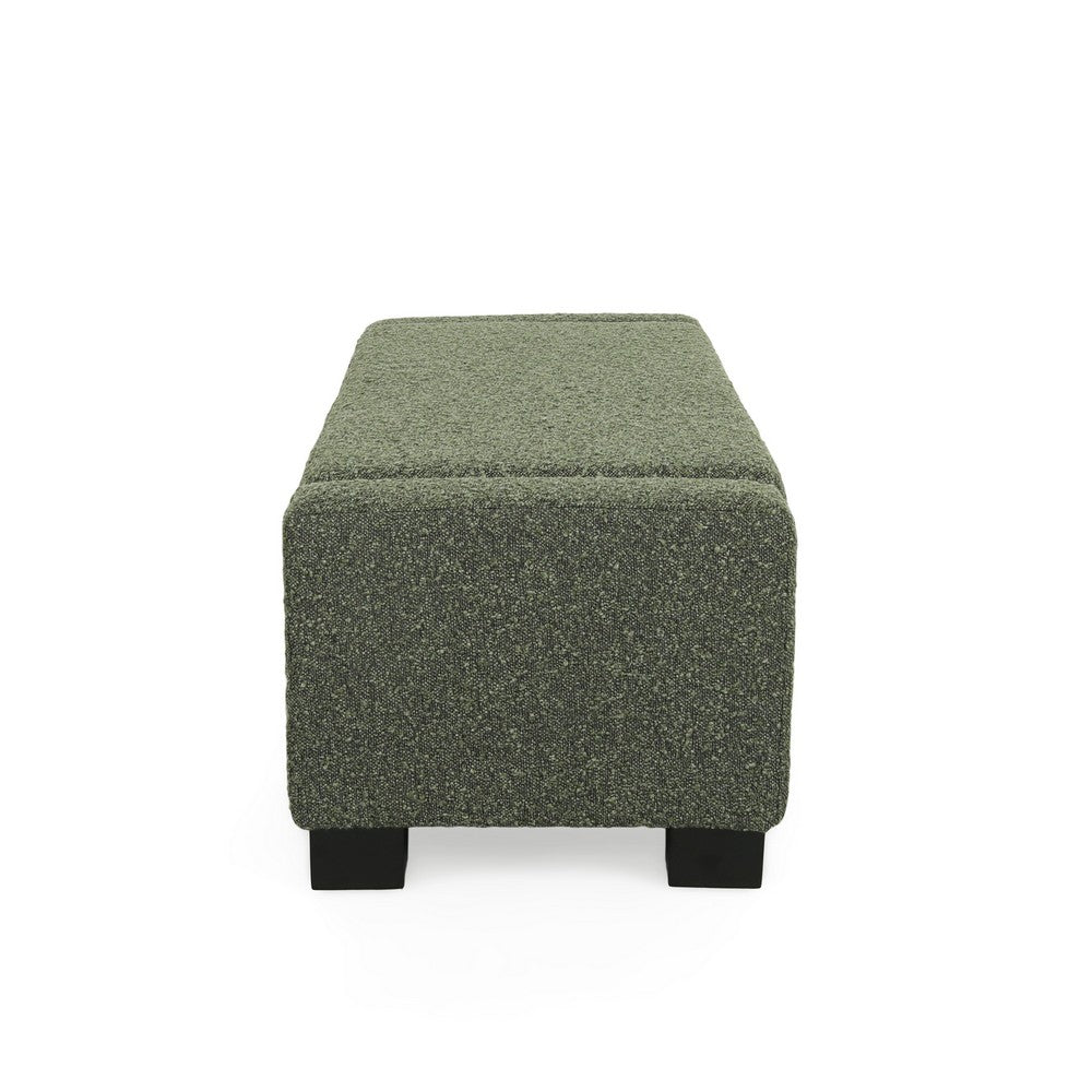 Kera Storage Ottoman Bench | Dark Green Fabric | Lift Top | 50"