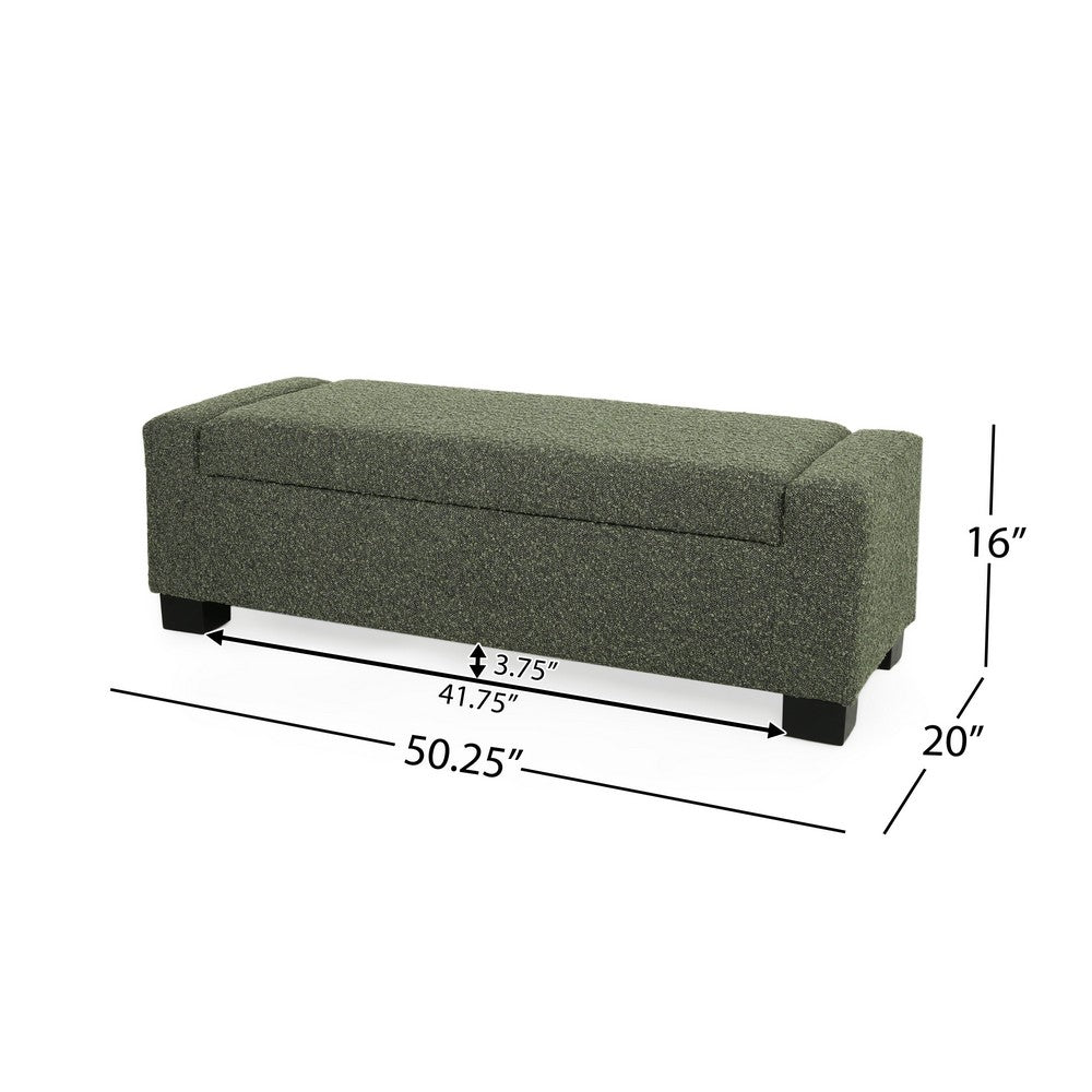 Kera Storage Ottoman Bench | Dark Green Fabric | Lift Top | 50"