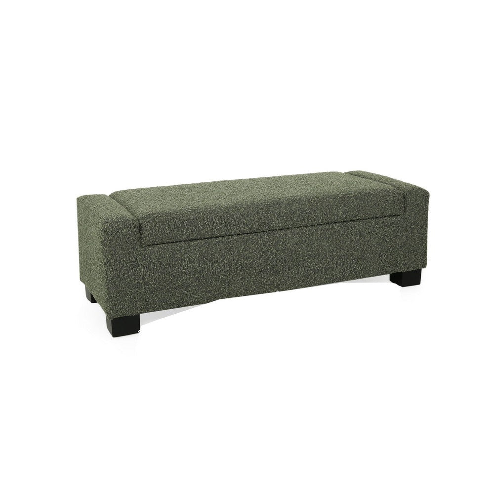 Kera Storage Ottoman Bench | Dark Green Fabric | Lift Top | 50"