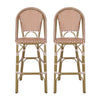 46" Outdoor Barstool Chair Set of 2 | Red White Brown Woven Wicker