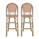 46" Outdoor Barstool Chair Set of 2 | Red White Brown Woven Wicker