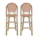 46" Outdoor Barstool Chair Set of 2 | Red White Brown Woven Wicker