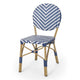 Outdoor French Bistro Chair Set of 2 | White Blue Wicker Woven | Brown BM335368
