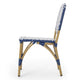 Outdoor French Bistro Chair Set of 2 | White Blue Wicker Woven | Brown