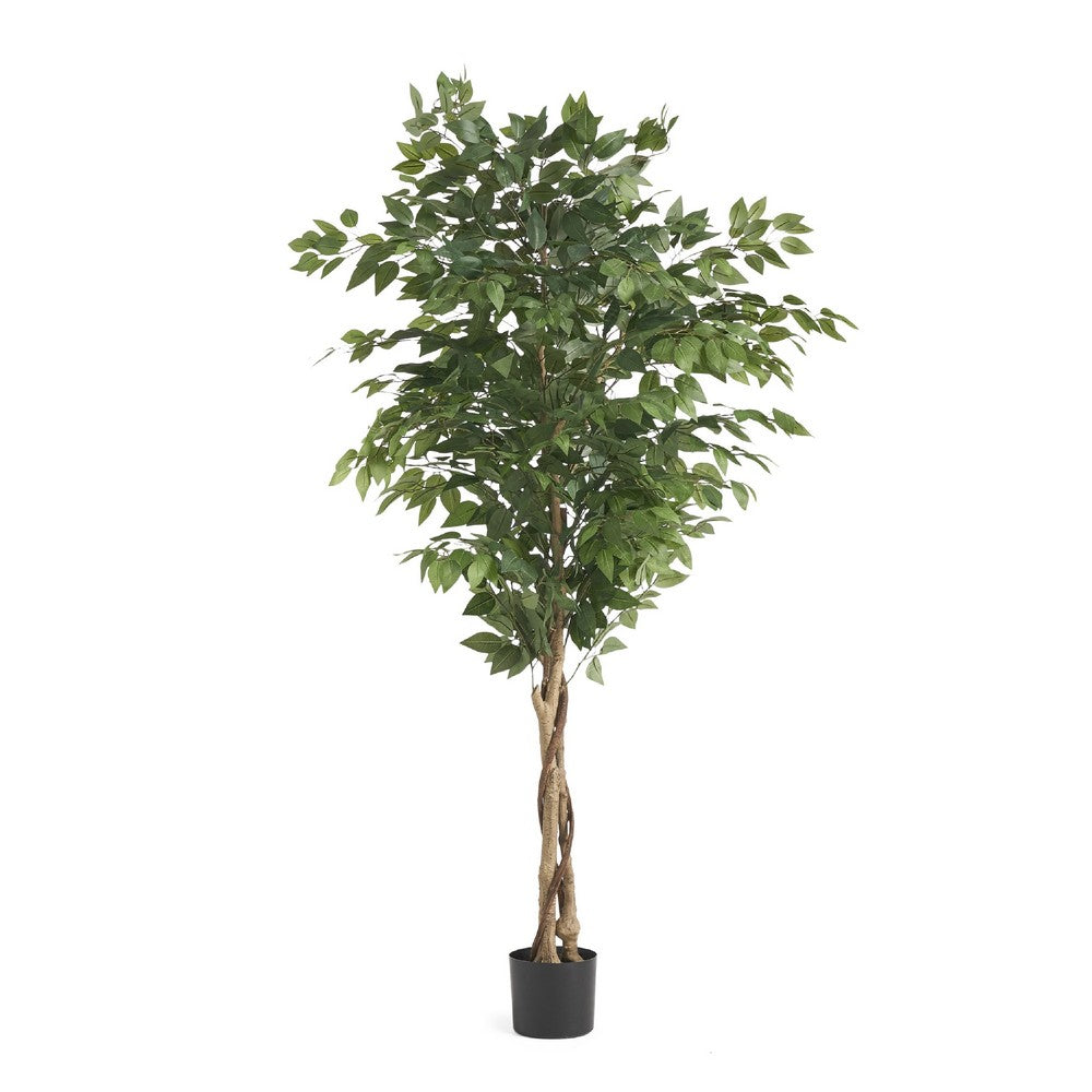 Deso Artificial Ficus Tree | Green Leaves w Twisted Trunk | 71"