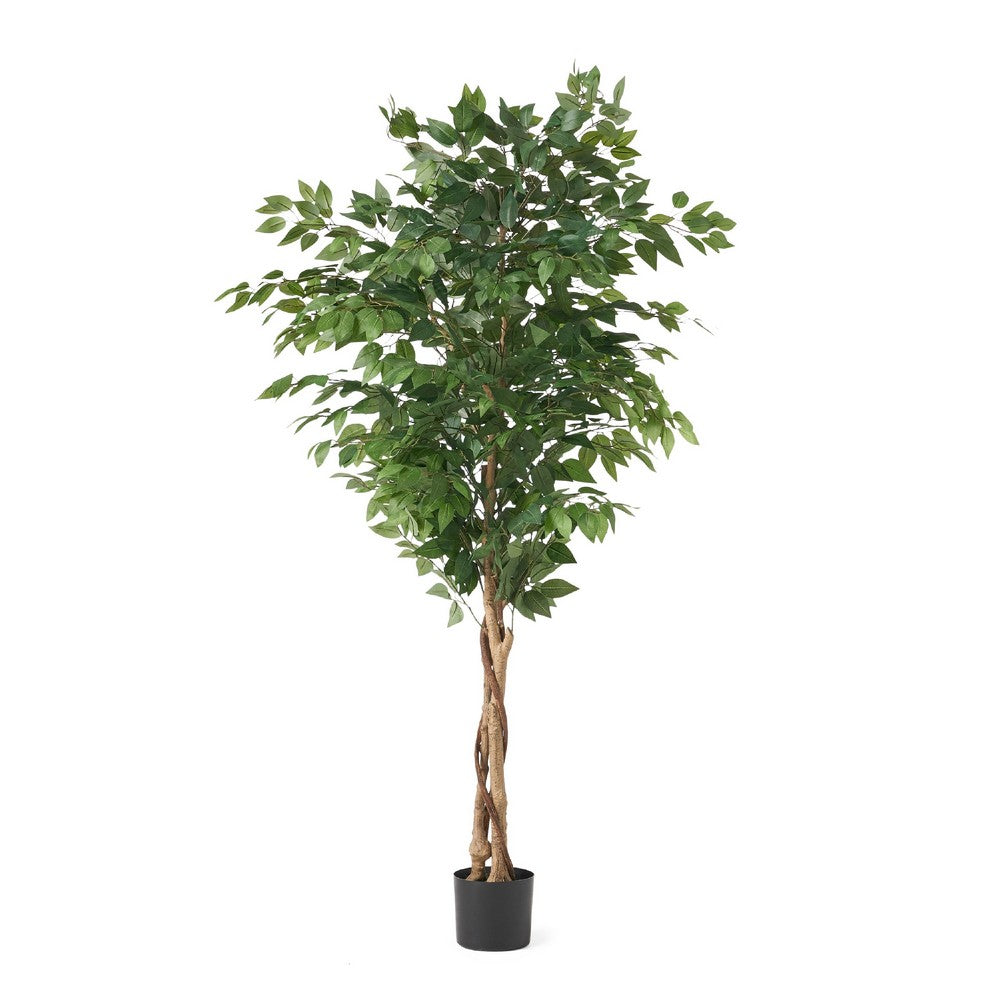Deso Artificial Ficus Tree | Green Leaves w Twisted Trunk | 71"
