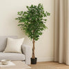 Deso Artificial Ficus Tree | Green Leaves w Twisted Trunk | 71"