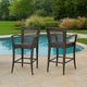Fela Outdoor Barstool Chair Set of 2 | Wicker Woven | Brown Iron Frame