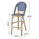 Meso Outdoor Barstool Chair Set of 2 | White Blue Wicker Woven | Brown