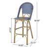 Meso Outdoor Barstool Chair Set of 2 | White Blue Wicker Woven | Brown BM335372