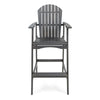 Outdoor Barstool Chair Set of 2 | Rustic Slatted Back | Dark Gray Wood