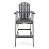 Outdoor Barstool Chair Set of 2 | Rustic Slatted Back | Dark Gray Wood