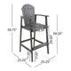 Outdoor Barstool Chair Set of 2 | Rustic Slatted Back | Dark Gray Wood
