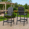 Outdoor Barstool Chair Set of 2 | Rustic Slatted Back | Dark Gray Wood
