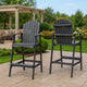 Outdoor Barstool Chair Set of 2 | Rustic Slatted Back | Dark Gray Wood