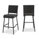 Outdoor Barstool Chair Set of 2 | Rattan Woven Seat | Dark Brown Iron