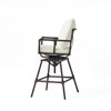 Outdoor Swivel Barstool Chair | White Cushion | Rustic Bronze Iron BM335376