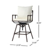 Outdoor Swivel Barstool Chair | White Cushion | Rustic Bronze Iron BM335376