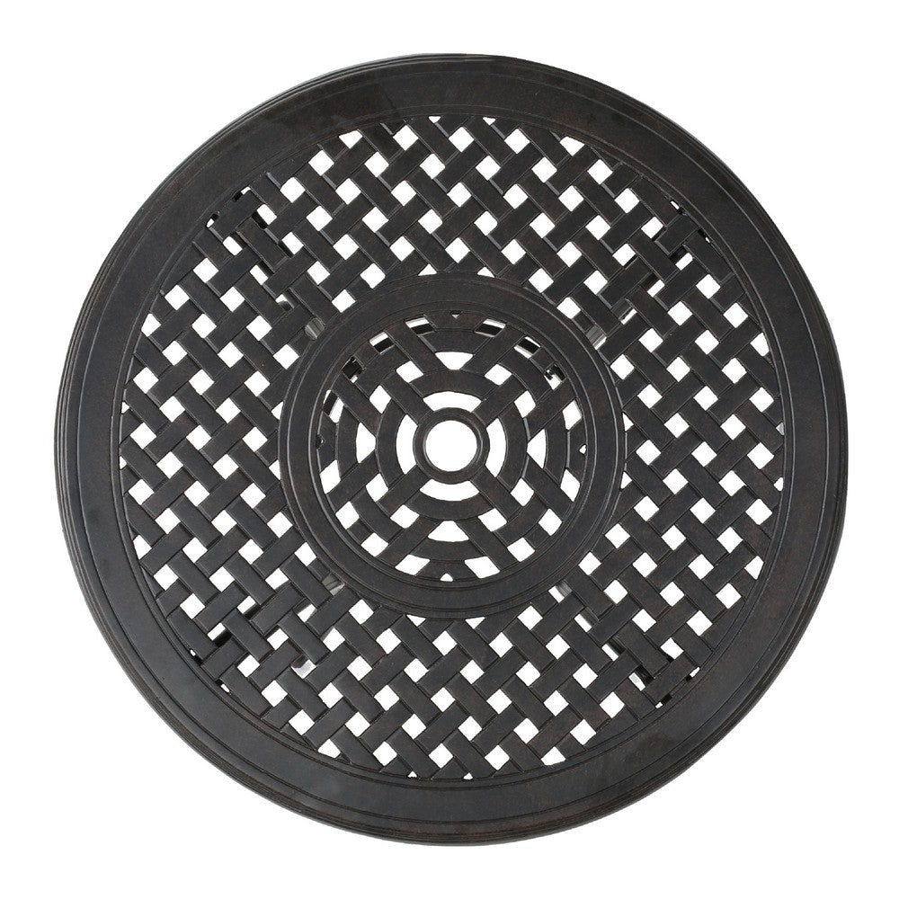 Outdoor Bistro Bar Table | 37’’ Round Carved | Antique Bronze Metal BM335378